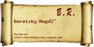 Beretzky Regő névjegykártya